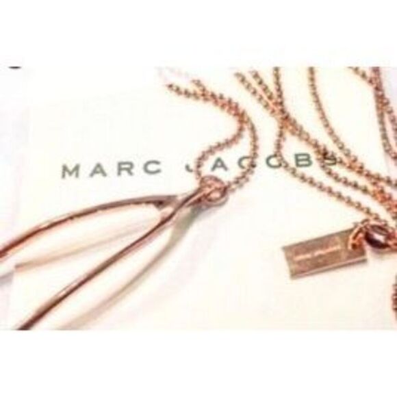 MARC JACOBS - NWOT - Rose-Gold-Plated Wishbone Fashion Necklace. Good Luck Charm - Picture 2 of 16
